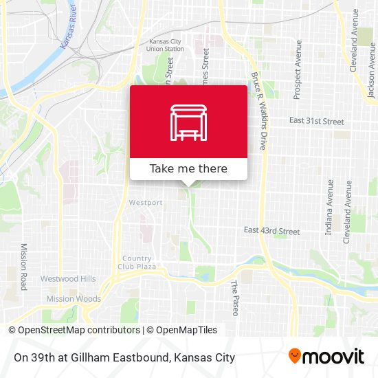 Mapa de On 39th at Gillham Eastbound