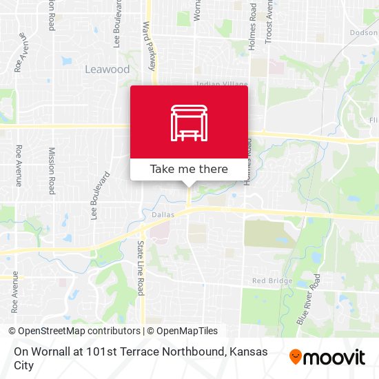 On Wornall at 101st Terrace Northbound map