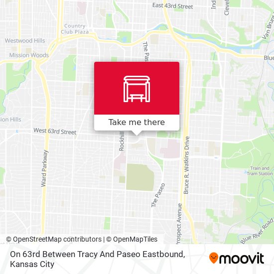 On 63rd Between Tracy And Paseo Eastbound map