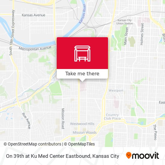 On 39th at Ku Med Center Eastbound map