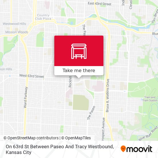 On 63rd St Between Paseo And Tracy Westbound map