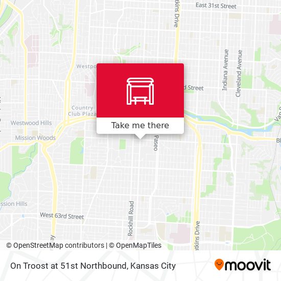 Mapa de On Troost at 51st Northbound