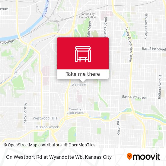 On Westport Rd at Wyandotte Wb map