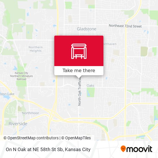 On N Oak at NE 58th St Sb map