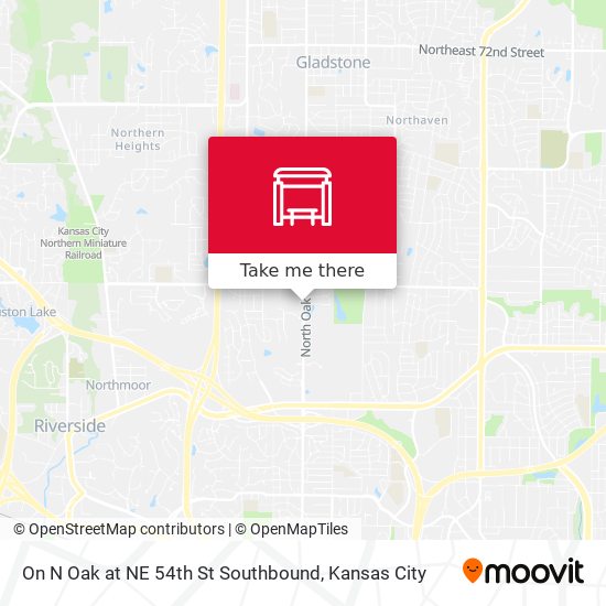 On N Oak at NE 54th St Southbound map