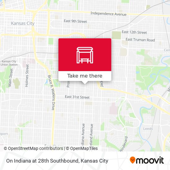 On Indiana at 28th Southbound map