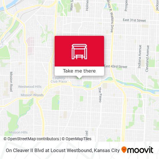 On Cleaver II Blvd at Locust Westbound map