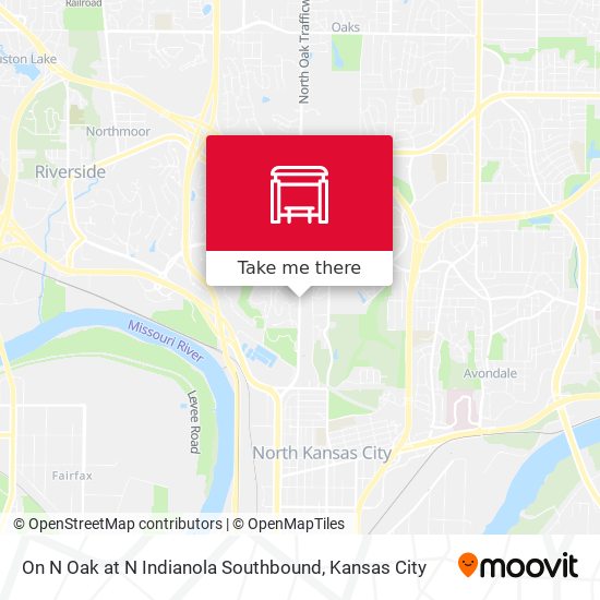 On N Oak at N Indianola Southbound map