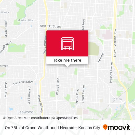Mapa de On 75th at Grand Westbound Nearside