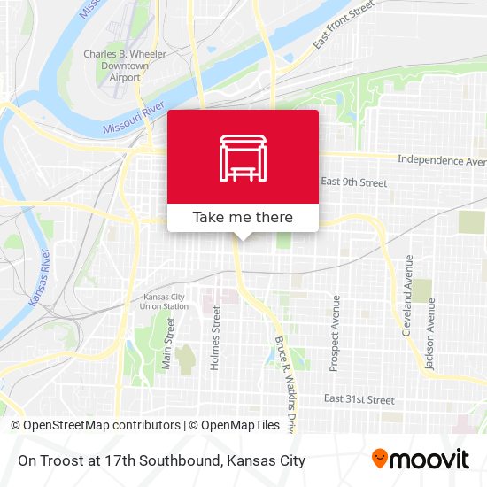 On Troost at 17th Southbound map