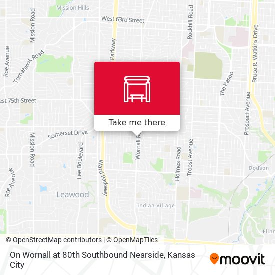 On Wornall at 80th Southbound Nearside map