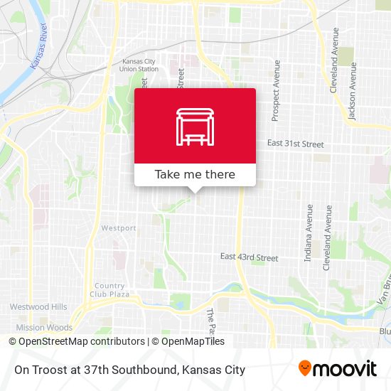 Mapa de On Troost at 37th Southbound