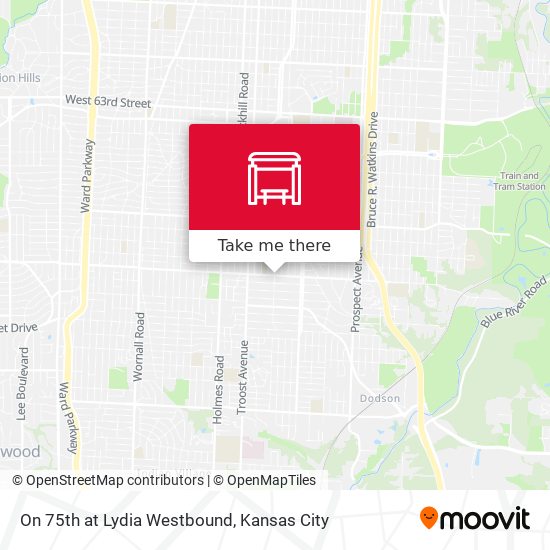 On 75th at Lydia Westbound map