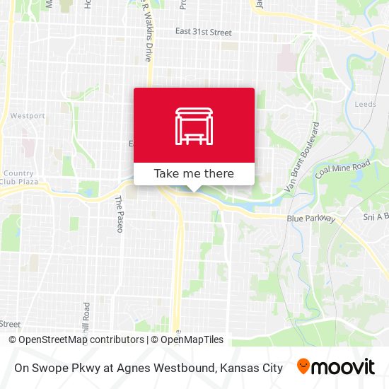 On Swope Pkwy at Agnes Westbound map