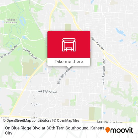On Blue Ridge Blvd at 80th Terr. Southbound map