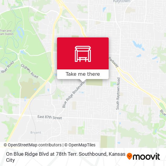 On Blue Ridge Blvd at 78th Terr. Southbound map