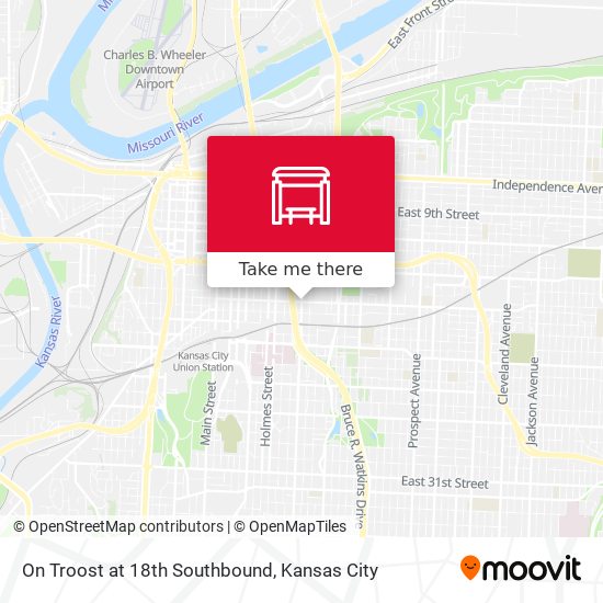 Mapa de On Troost at 18th Southbound