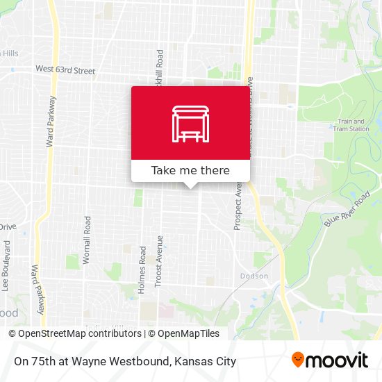 On 75th at Wayne Westbound map