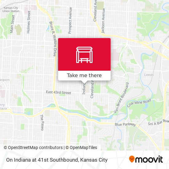 On Indiana at 41st Southbound map