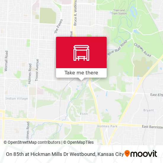On 85th at Hickman Mills Dr Westbound map