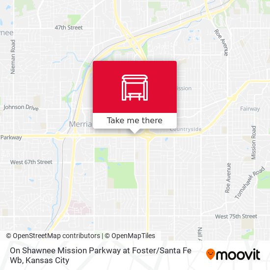 On Shawnee Mission Parkway at Foster / Santa Fe Wb map