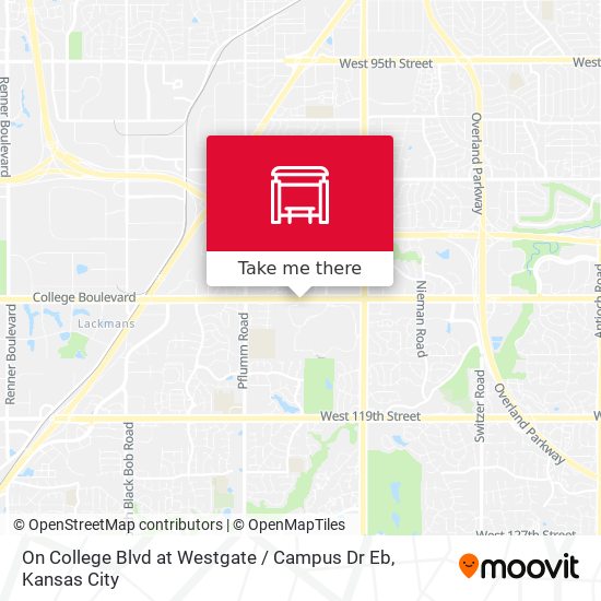 On College Blvd at Westgate / Campus Dr Eb map