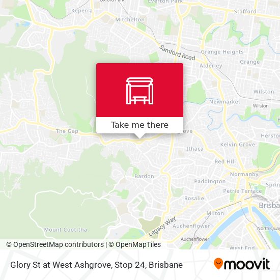 Mapa Glory St at West Ashgrove, Stop 24