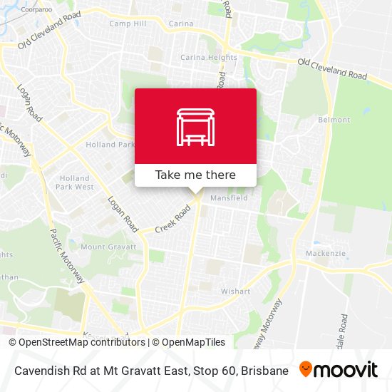 Cavendish Rd at Mt Gravatt East, Stop 60 map