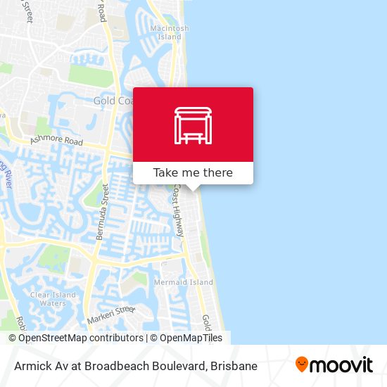 Mapa Armick Av at Broadbeach Boulevard