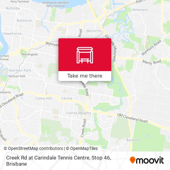 Creek Rd at Carindale Tennis Centre, Stop 46 map