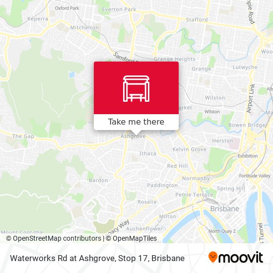 Mapa Waterworks Rd at Ashgrove, Stop 17