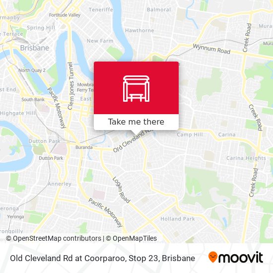 Mapa Old Cleveland Rd at Coorparoo, Stop 23