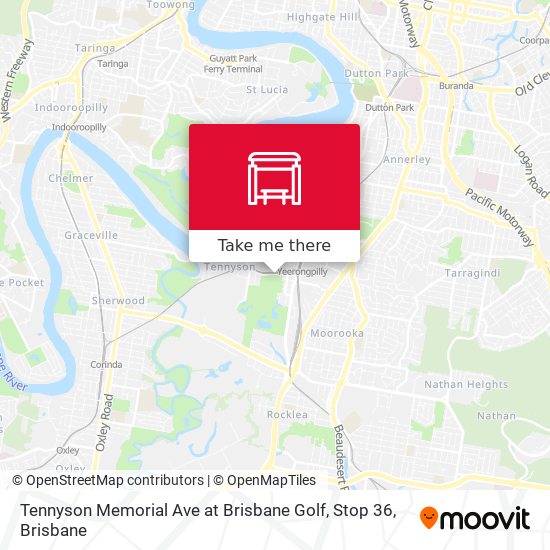 Tennyson Memorial Ave at Brisbane Golf, Stop 36 map