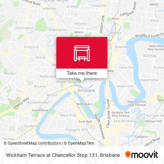 Wickham Terrace at Chancellor Stop 131 map