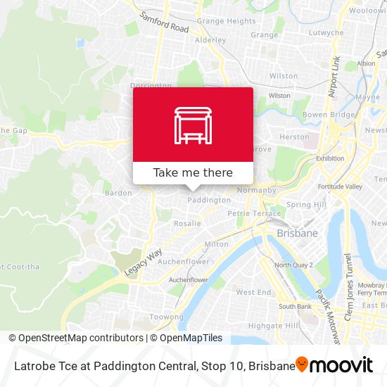 Latrobe Tce at Paddington Central, Stop 10 map