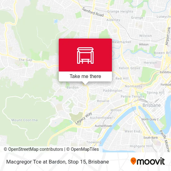 Macgregor Tce at Bardon, Stop 15 map