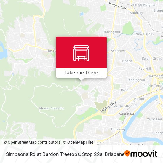 Simpsons Rd at Bardon Treetops, Stop 22a map