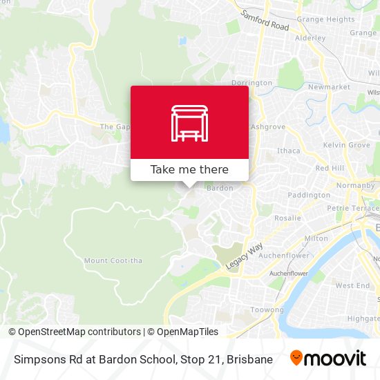 Simpsons Rd at Bardon School, Stop 21 map