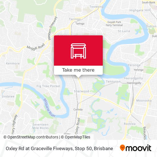 Oxley Rd at Graceville Fiveways, Stop 50 map