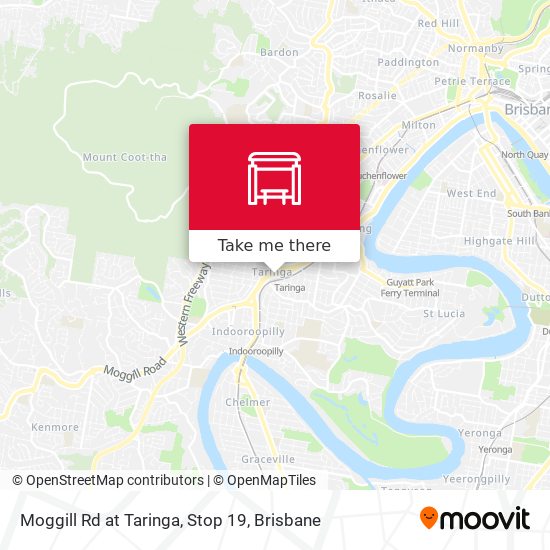 Moggill Rd at Taringa, Stop 19 map