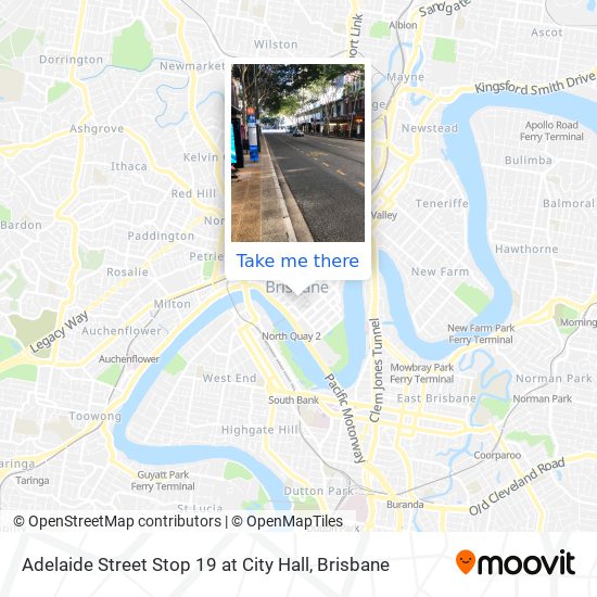 Adelaide Street Stop 19 at City Hall map