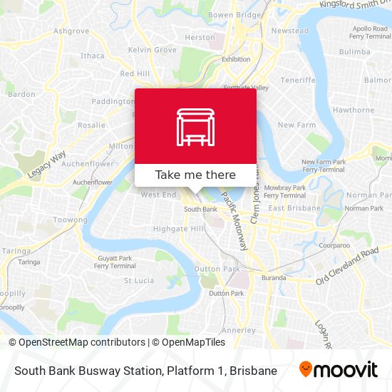 South Bank Busway Station, Platform 1 map