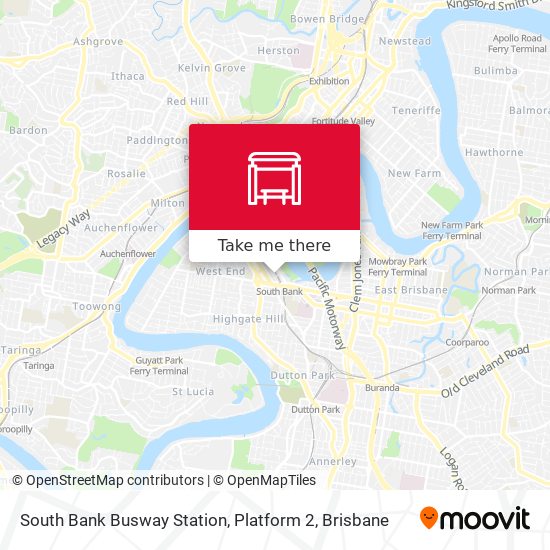 South Bank Busway Station, Platform 2 map