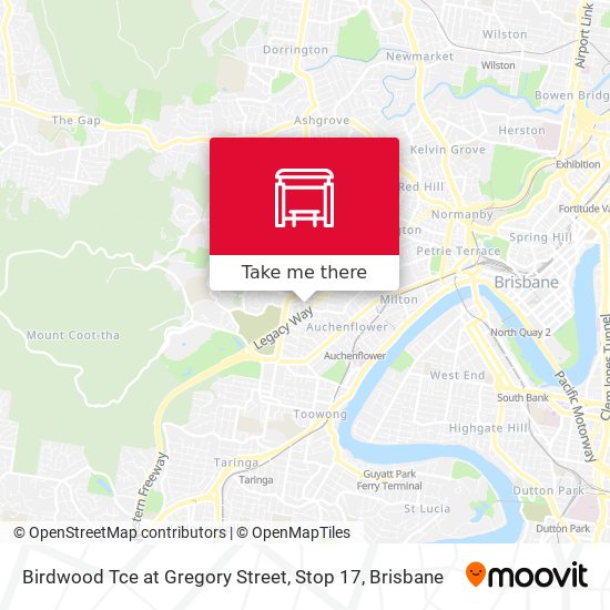 Mapa Birdwood Tce at Gregory Street, Stop 17