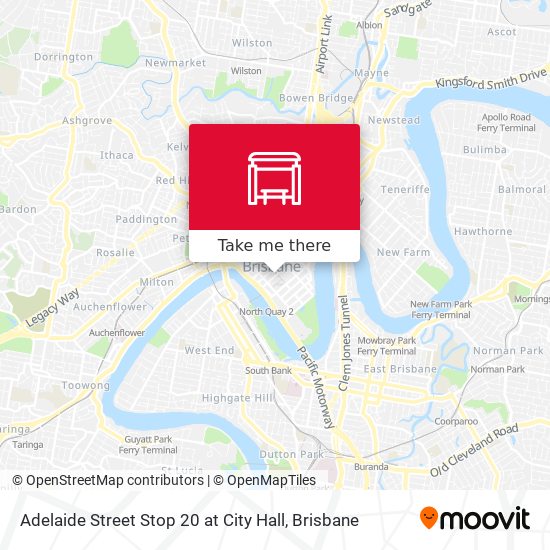 Adelaide Street Stop 20 at City Hall map