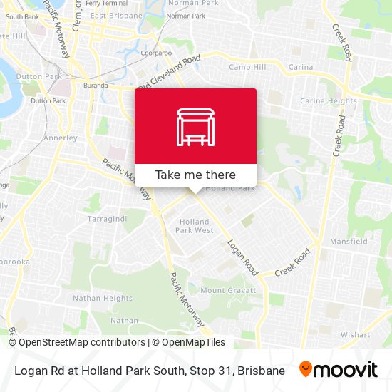Logan Rd at Holland Park South, Stop 31 map