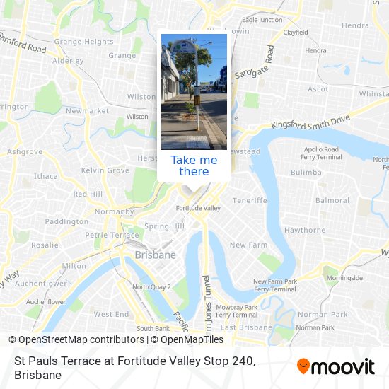 Mapa St Pauls Terrace at Fortitude Valley Stop 240