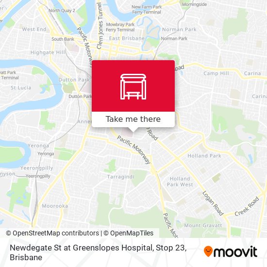 Newdegate St at Greenslopes Hospital, Stop 23 map