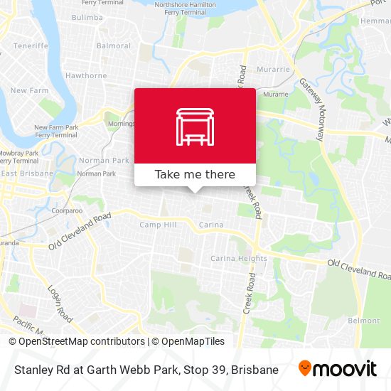 Stanley Rd at Garth Webb Park, Stop 39 map