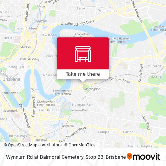 Wynnum Rd at Balmoral Cemetery, Stop 23 map